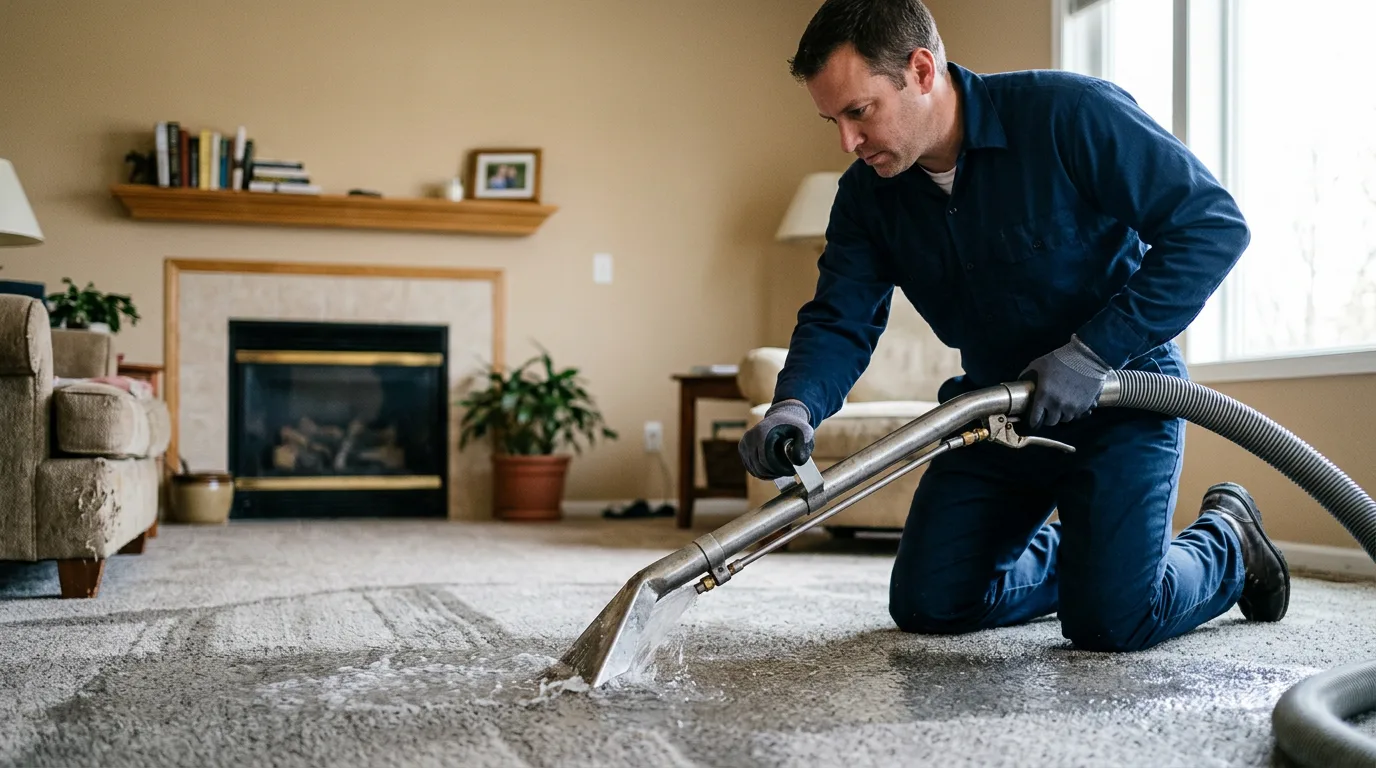 Water damage restoration technician working near Curtis, MI